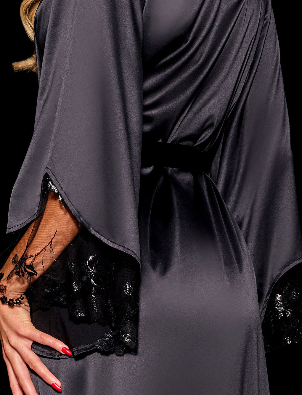 Whitney Black Long Robe